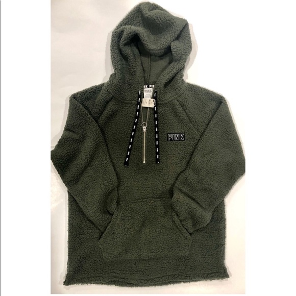 PINK Victoria's Secret Tops - Pink Victoria Secret Sherpa Quarter Zip Hoodie